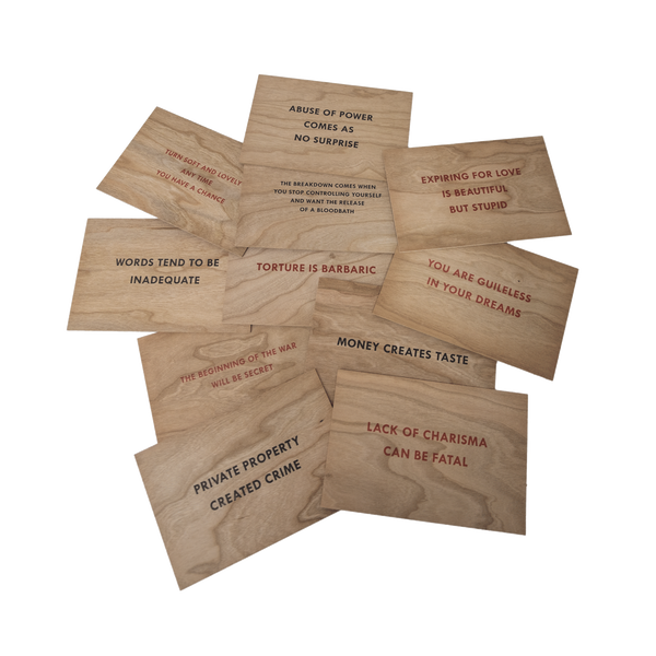 Jenny Holzer - Truisms & Survival wooden postcards